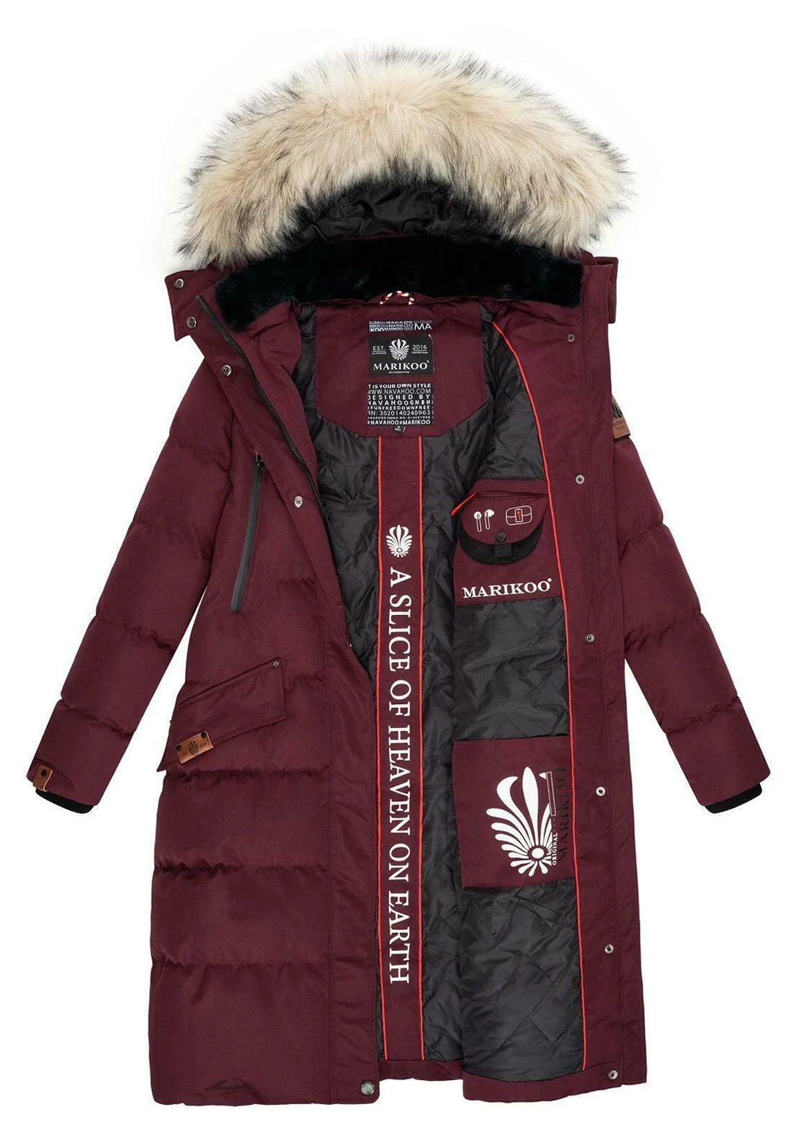 Marikoo Winterjas - Dark Red Melange 6 Marikoo Winterjas - Dark Red Melange - Afbeelding 6